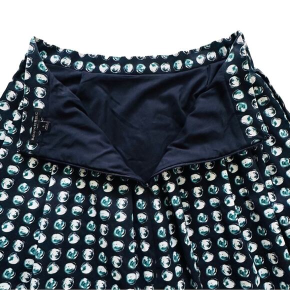 Banana Republic Skirt Navy Blue Green White Circle Print Pleated Pockets Size 6 - Picture 8 of 12